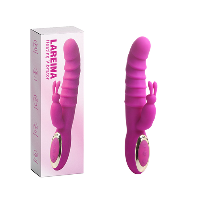 LAREINA VIBRATOR - 100% Silikon, USB Şarj Edilebilir, Isıtma Özellikli, 21 cm Boy, Cilt Dostu Materyal, 2 Motorlu, 10 Fonksiyonel Titreşim Modu, Klitoriks Uyarıcılı Tavşan Vibratör