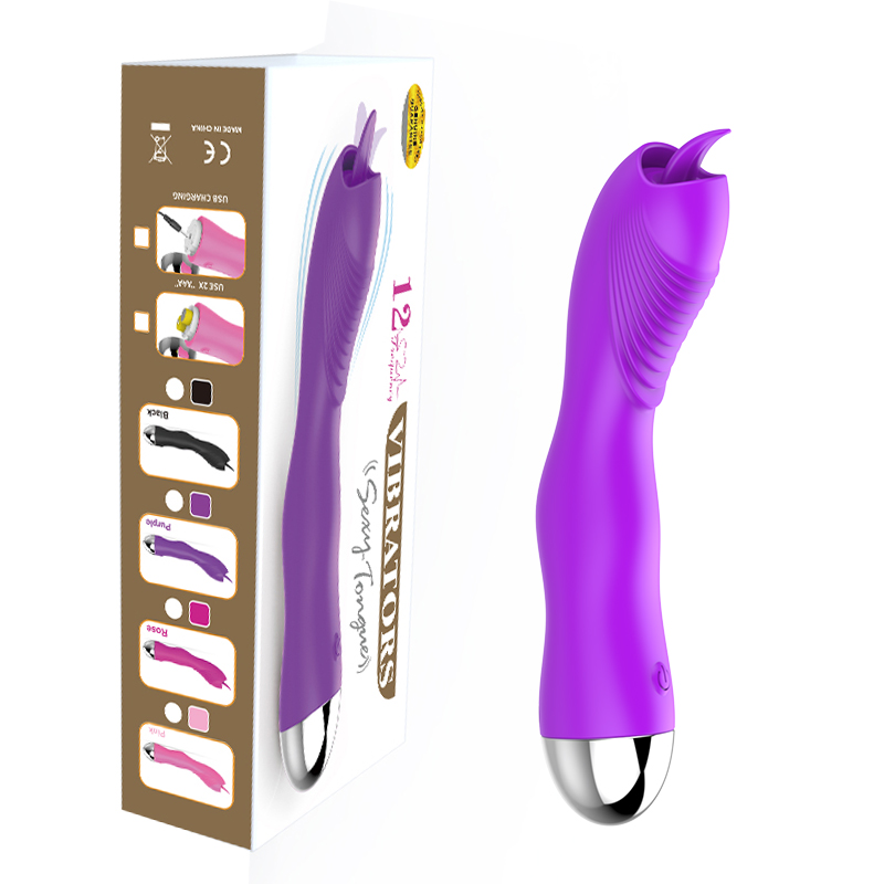 Vibrator's Sexy Tongues 17 CM Uzunlukta, Silikon Materyel, Pil İle Çalışan, Fonksiyonel Titreşimli, Klitoris Uyarıcı, İleri Geri Hareket Kabiliyetli, Su Geçirmez, Lila Renkli Dil Şeklinde Vibrator