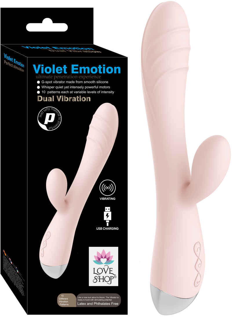 Violet Emotion Dual Vibratör - 20cm USB Şarj Edilebilir Çift Motorlu Klitoris Uyarıcı